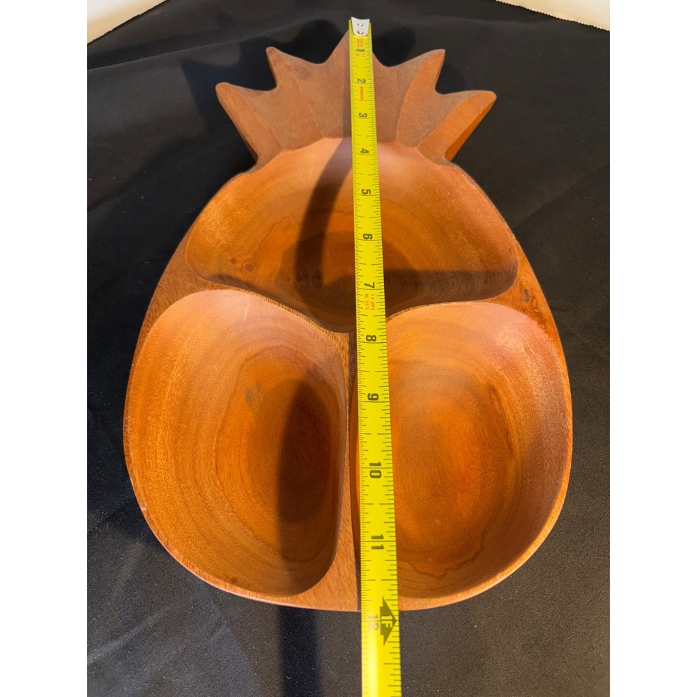 Lomano Wood Pineapple Shaped Divided Serving Tray Dish Made in Philippines - Picture 7 of 8